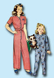 1940s Vintage Simplicity Sewing Pattern 2199 Toddler Girls 1 Piece Pajamas Sz 2