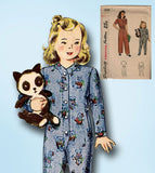 1940s Vintage Simplicity Sewing Pattern 2199 Toddler Girls 1 Piece Pajamas Sz 2