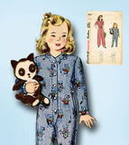 1940s Vintage Simplicity Sewing Pattern 2199 Baby Girls Footies Pajamas Size 1 - Vintage4me2