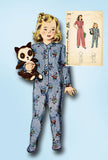 1940s Vintage Simplicity Sewing Pattern 2199 Baby Girls Footies Pajamas Size 1 - Vintage4me2