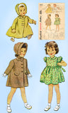 1940s Vintage Simplicity Sewing Pattern 2200 Baby Girls Dress Coat & Bonnet Sz 2