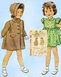 1940s Vintage Simplicity Sewing Pattern 2200 Baby Girls Dress Coat & Bonnet Sz 1 - Vintage4me2