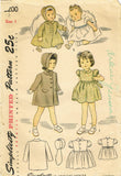 1940s Vintage Simplicity Sewing Pattern 2200 Baby Girls Dress Coat & Bonnet Sz 1 - Vintage4me2