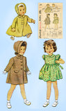 1940s Vintage Simplicity Sewing Pattern 2200 Baby Girls Dress Coat & Bonnet Sz 1 - Vintage4me2