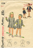 1940s Vintage Simplicity Sewing Pattern 2206 WWII Toddler Boy Girl Suits Size 2 - Vintage4me2