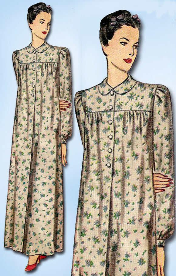 1940s Vintage Simplicity Sewing Pattern 2210 Plus Size Womens Nightgown 40 Bust - Vintage4me2