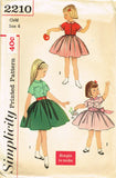 1950s Vintage Simplicity Sewing Pattern 2210 Toddler GIrls Dress Easy! Size 6