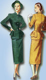 1940s Vintage Misses' Peplum Suit 1947 Simplicity Sewing Pattern 2229 Size 14