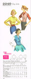 1950s Vintage Simplicity Sewing Pattern 2240 Easy Misses Blouse & Weskit