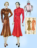 1930s Vintage Simplicity Sewing Pattern 2242 Misses Princess Dress Size 34 Bust - Vintage4me2