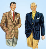 1940s Vintage Simplicity Sewing Pattern 2251 Men's Sports Coat or Jacket Sz 40 Chest
