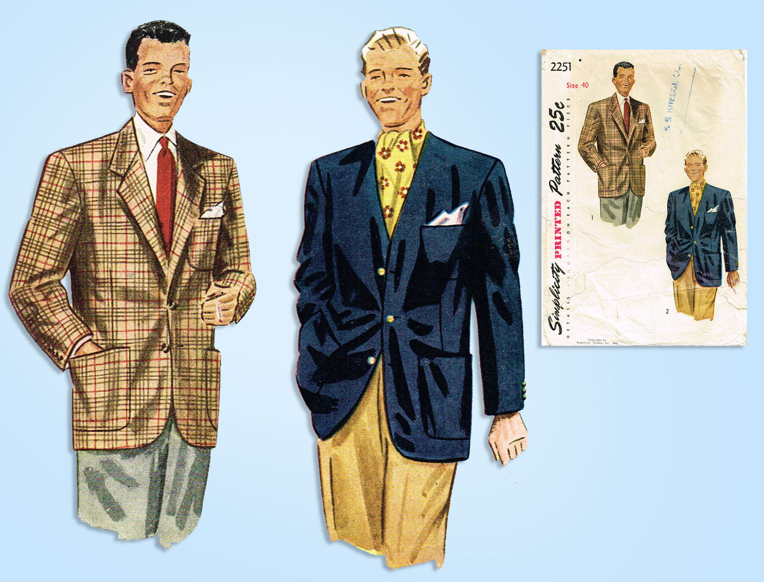 1940s Vintage Simplicity Sewing Pattern 2251 Men