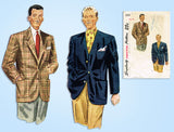 1940s Vintage Simplicity Sewing Pattern 2251 Men's Sports Coat or Jacket Sz 40 Chest