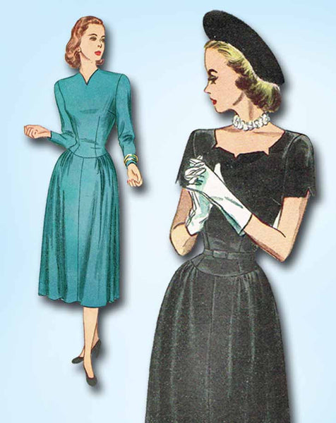 1940s Vintage Simplicity Sewing Pattern 2255 FF Misses Afternoon Dress Size 14