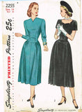 1940s Vintage Simplicity Sewing Pattern 2255 FF Misses Afternoon Dress Size 14