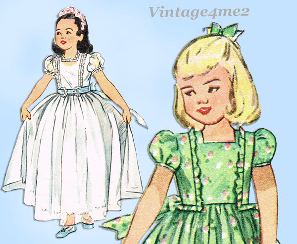 1940s Vintage Simplicity Sewing Pattern 2267 Easy Toddler Girls Dress Size 2