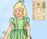 1940s Vintage Simplicity Sewing Pattern 2267 Easy Toddler Girls Dress Size 2