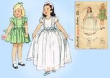 1940s Vintage Simplicity Sewing Pattern 2267 Easy Toddler Girls Dress Size 2
