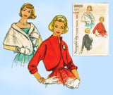 1950s Vintage Simplicity Sewing Pattern 2269 Uncut Misses Wrap or Jacket Size 36 Bust