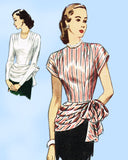 Simplicity 2270: 1940s Chic Misses Peplum Blouse Sz 30 B Vintage Sewing Pattern