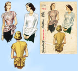 Simplicity 2270: 1940s Chic Misses Peplum Blouse Sz 30 B Vintage Sewing Pattern