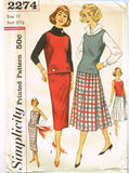 1950s Vintage Simplicity Sewing Pattern 2274 Uncut Misses Suit Separates Size 11