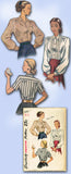 1940s Vintage Simplicity Sewing Pattern 2277 Simple Misses Tucked Blouse Size 14