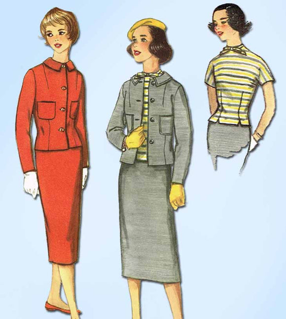 1950s Vintage Simplicity Sewing Pattern 2280 Uncut Misses 3 Piece Suit Size 32B