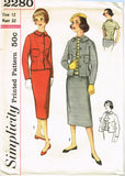 1950s Vintage Simplicity Sewing Pattern 2280 Uncut Misses 3 Piece Suit Size 32B