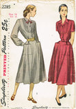 1940s Vintage Simplicity Sewing Pattern 2285 Misses Dress w Tucked Yoke Sz 32 B