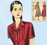 1940s Vintage Simplicity Sewing Pattern 2285 Uncut Misses Tucked Dress Size 34 B
