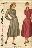 1940s Vintage Simplicity Sewing Pattern 2285 Uncut Misses Tucked Dress Size 34 B