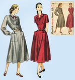 1940s Vintage Simplicity Sewing Pattern 2285 Uncut Misses Tucked Dress Size 34 B