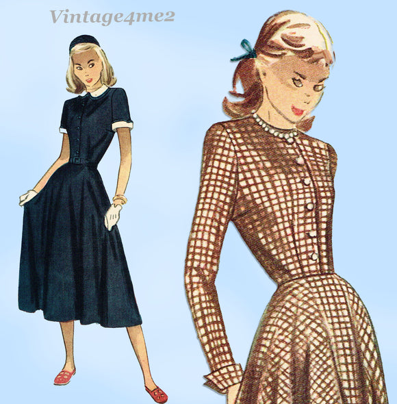Simplicity 2286: 1940s Uncut Easy Teen Dress Sz 30 B Vintage Sewing Pattern
