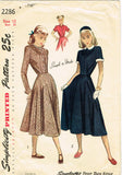 Simplicity 2286: 1940s Uncut Easy Teen Dress Sz 30 B Vintage Sewing Pattern