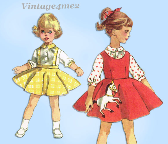 1950s Vintage Simplicity Sewing Pattern 2287 Baby Girls Skirt & Blouse Size 1