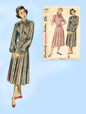 1940s Vintage Simplicity Sewing Pattern 2289 Uncut Misses Shirtwaist Dress Sz 32 B