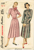 1940s Vintage Simplicity Sewing Pattern 2289 Uncut Misses Shirtwaist Dress Sz 32 B
