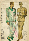 1930s Vintage Simplicity Sewing Pattern 2289 Uncut Men's Pajamas 2 Styles Sz 38C - Vintage4me2