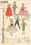 1950s Vintage Simplicity Sewing Pattern 2293 14" High Heel Doll Clothes