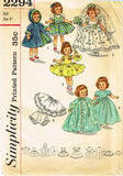1950s Vintage Simplicity Sewing Pattern 2294 8 Inch Ginny Doll Clothes ORIG