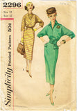 Simplicity 2296: 1950s Misses Bias Cut Dress Sz 32 Bust Vintage Sewing Pattern