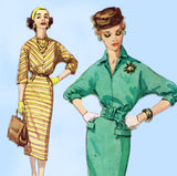 Simplicity 2296: 1950s Misses Bias Cut Dress Sz 32 Bust Vintage Sewing Pattern