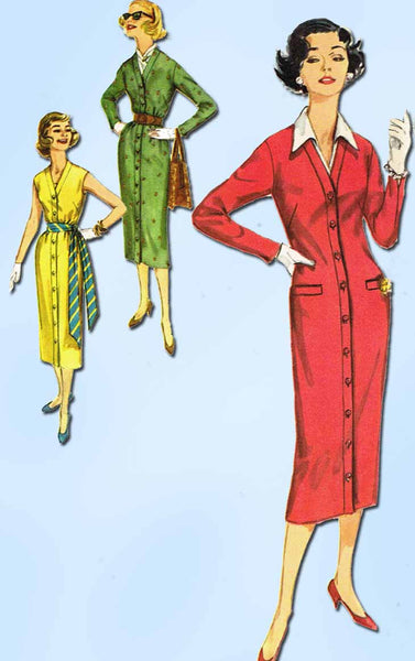 1950s Vintage Simplicity Sewing Pattern 2298 Misses Slender Dress Size 13 33 B