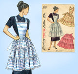 Simplicity 2304: 1940s Misses Full Bib Ruffled Apron Vintage Sewing Pattern