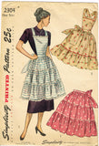 Simplicity 2304: 1940s Misses Full Bib Ruffled Apron Vintage Sewing Pattern