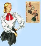 Simplicity 2306: 1940s Uncut Misses Blouse Sz 30 Bust Vintage Sewing Pattern