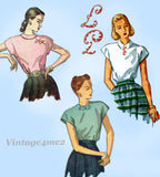 Simplicity 2311: 1940s Cute Misses Blouse Sz 36 Bust Vintage Sewing Pattern