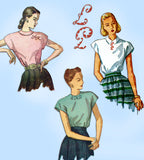 Simplicity 2311: 1940s Cute Misses Blouse Sz 36 Bust Vintage Sewing Pattern