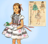 1950s Vintage Simplicity Sewing Pattern 2322 Cute Toddler Girls Tucked Dress Sz5